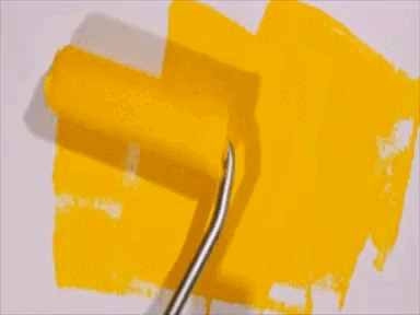 Morning animation with yellow paint over white background.